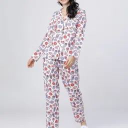 tokyo talkies Women Graphic Print Shirt & Pyjama Nightwear Set image 1