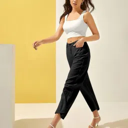 womenster Women Ribbed Slim Fit Crop Top image 5