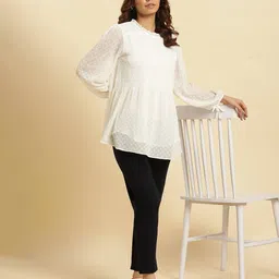 Women Swiss Dot Regular Fit Blousons Top image 5