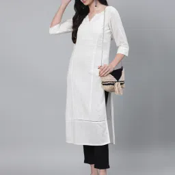 jaipur kurti Pintuck Straight Kurta with Notched Neckline image 5