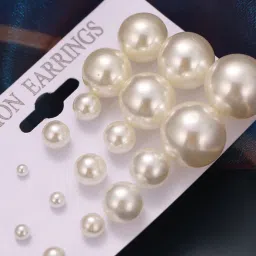 jewels galaxy Set of 9 Pearl Stud Earrings image 5