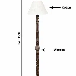 devansh Cotton Straight Pleated Wooden Floor Lamp image 5