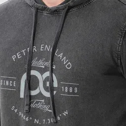 peter england Men Typographic Print Regular Fit Hoodie image 5
