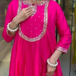 svaraa Women Embroidered A-Line Kurta Set image 5