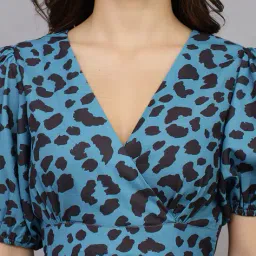 Shein Puff Sleeve Animal Print Fit & Flare Mini Dress image 4