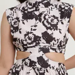 Shein High Neck Floral Print Midi Fit and Flare Dress image 5