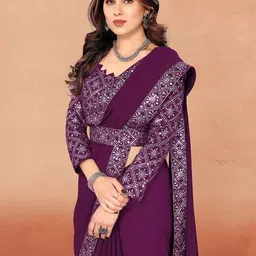 somvati Women Embellished Saree with Contrast Border image 5