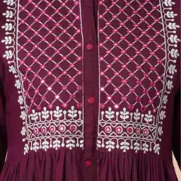 nyrika Women Embroidered Flared Kurta with Bracelet Sleeves image 5