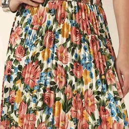 zwerlon x ag Women Floral Print Pleated A-Line Skirt image 5
