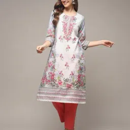 biba Women Floral Print Straight Kurta image 5