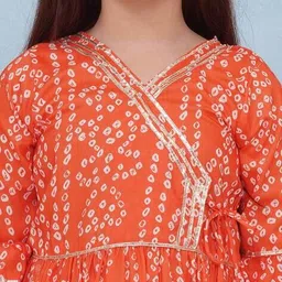 fabflee x ag Girls Bandhani Print Angrakha Kurta Set image 5
