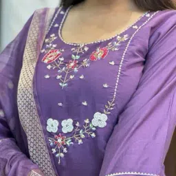 svaraa Women Embroidered Straight Kurta & Pants with Dupatta image 5