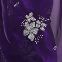 indie picks Heavy Silver Embroidery Work Jimmy Choo Silk Saree  image 5