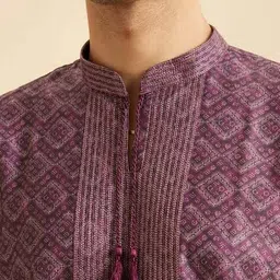manyavar Men Printed Regular Fit Short Kurta image 5
