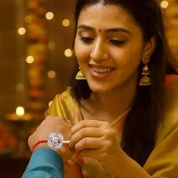 gold hartz Men Sterling Silver Ganesh Rakhi image 5