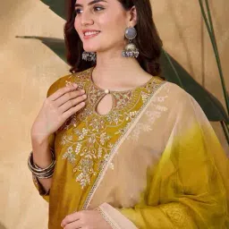 svaraa Women Embroidered Straight Kurta Set with Dupatta image 5