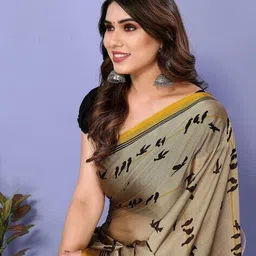 indie picks  Blocked Printed Daily Wear Chiffon Saree  image 5