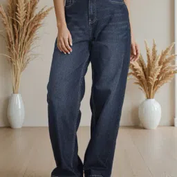 Shein Full Length High Rise Mid Wash Jeans image 1