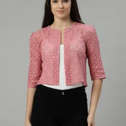 unaone Women Regular Fit Front Open Lace Shrug image 1