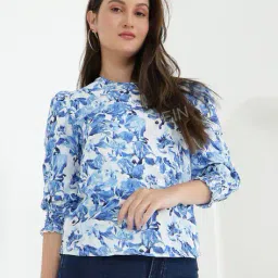Shein Medium Length Bishop Sleeves Floral Print Top image 1