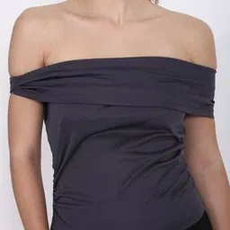 Shein Fitted Off Shoulder Folded Overlay Side Ruched Top-picture-46