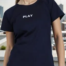 Shein Activewear Raglan Sleeve Mesh Panelled Back Typographic Print Tshirt-picture-40