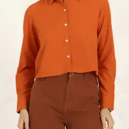 Shein Spread Collar Open Back Tie-Knot Boxy Fit Shirt-picture-22