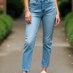 Shein Modest Mid-Rise Tapered Ankle Length Jeans image 1