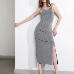 Shein Spaghetti Strap Ruched Split Thigh Midi Dress-picture-46