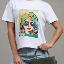 Shein Drop Shoulder Graphic Chest Print Crew Tshirt image 1