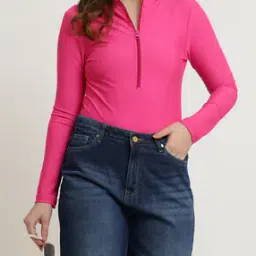 Shein Mock Neck Zip Front Full Sleeves Leotard Top-image-81