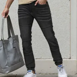 Shein Full Length Stone Wash Panelled Slim Jeans-picture-20