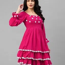 deebaco Women Floral Applique Shift Dress-picture-37