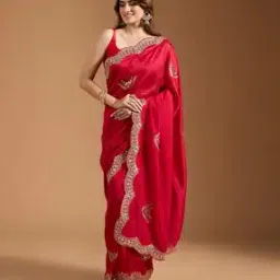 svaraa Women Embroidered Saree with Contrast Border-picture-12