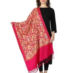 swi stylish Floral Embroidered Stole with Tassels-picture-27