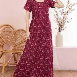 sand dune Women Floral Print Round-Neck Nightie-picture-43