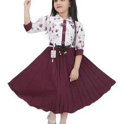 y rim mumbai nurimnisa Girls Printed Fit & Flare Dress with Bracelet Sleeves-picture-48