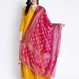 clora creation Floral Print Silk Dupatta-picture-28
