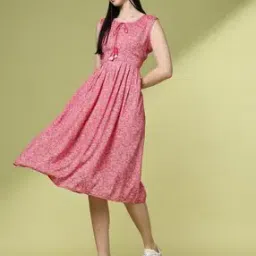 Women Floral Print Fit & Flare Dress-image-60