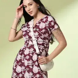 acai Women Floral Print Cambric Cotton A-Line Dress-picture-36