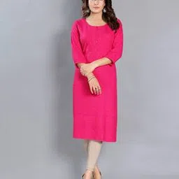 dream & dzire Embroidered Round-Neck Straight Kurti-picture-16
