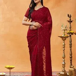 kasee Pure Georgette Chikankari Embroidered Saree-picture-36