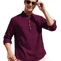 vida loca Men Slim Fit Short Kurta with Roll-Up Sleeves image 1