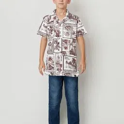 Boys Tropical Print Regular Fit Shirt-image-28
