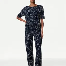 marks & spencer Women Polka-Dot Print T-Shirt & Pyjamas Set-picture-49
