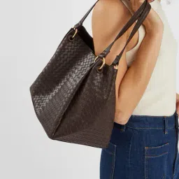 accessorize london Women Logo Embossed Shoulder Bag with Double Handle image 1