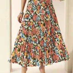 zwerlon x ag Women Floral Print Pleated A-Line Skirt-picture-25