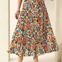 zwerlon x ag Women Floral Print Pleated A-Line Skirt image 1