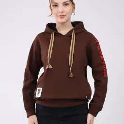 monte carlo Women Typographic Print Regular Fit Hooded Sweatshirt image 1