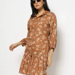 yousta Women Floral Print Shirt Dress image 1